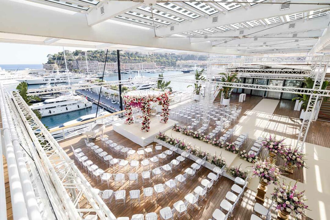 Espace de cérémonie de mariage au Yachting Club Monaco